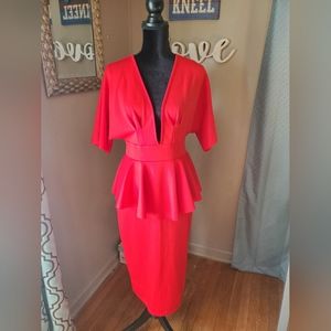 Red peplum style dress from Shein